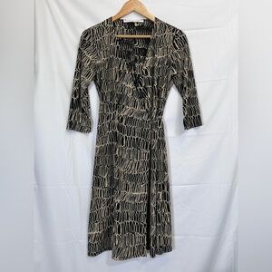 Vintage Studio M Women’s XS Geometric Print Wrap Dress V-Neck Knee Length